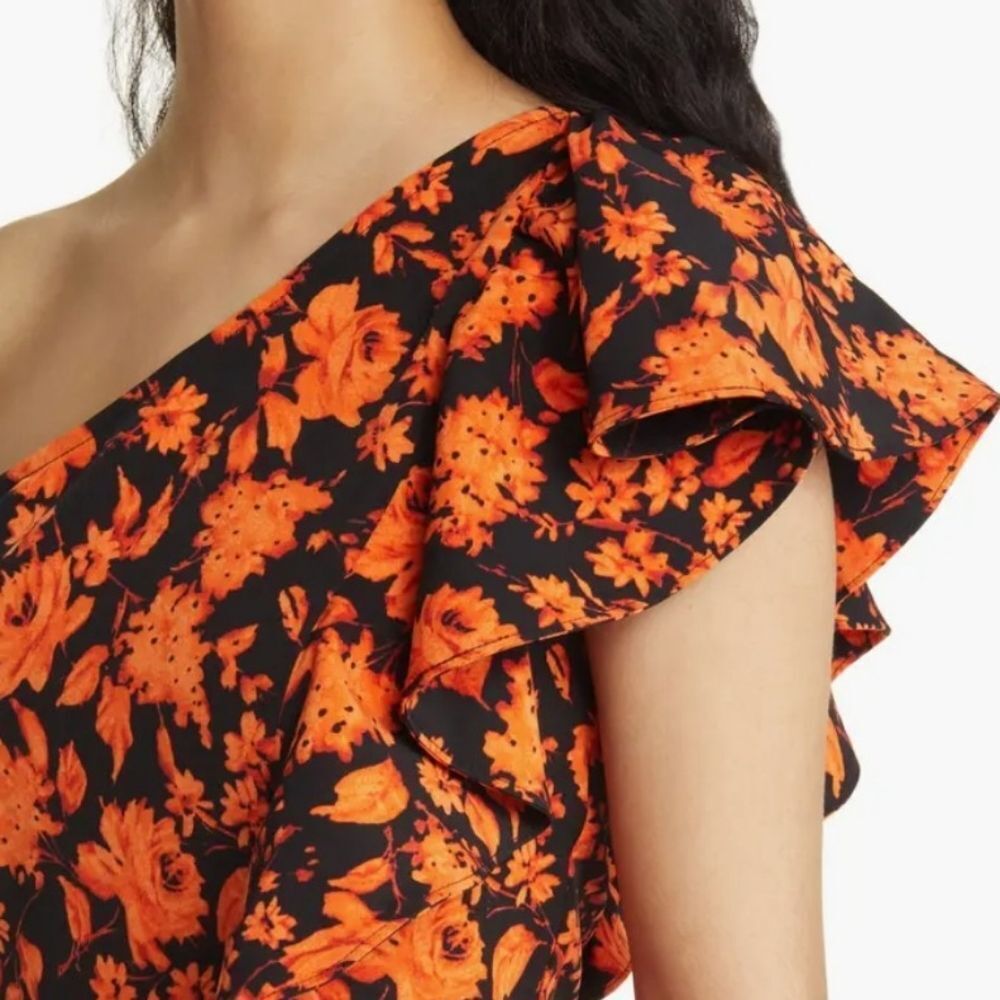 Chelsea 28 Women's Ruffle Floral One Shoulder Dress Size:Large NWOT - Picture 6 of 9